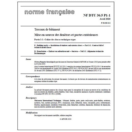 Norme Française NF DTU 36.5