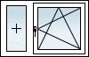 Fenêtres PVC 2 vantaux fixe 1/3 OB droit 2/3