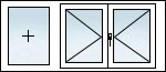 Fenêtres PVC 3 vantaux fixe OF gauche OF droit