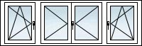 Fenêtres PVC 4 vantaux OB gauche OF gauche OF droit OB droit