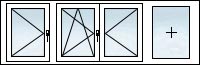 Fenêtres PVC 4 vantaux OF gauche OB gauche OF droit fixe