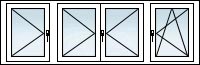 Fenêtres PVC 4 vantaux OF gauche OF gauche OF droit OB droit
