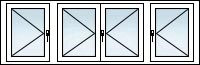 Fenêtres PVC 4 vantaux OF gauche OF gauche OF droit OF droit