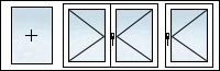 Fenêtres PVC 4 vantaux fixe OF gauche OF droit OF droit