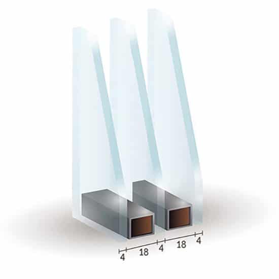 Fenêtres PVC avec vitrage triple 4-18-4-18-4